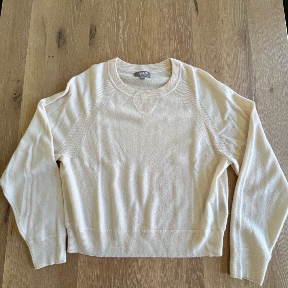 J Crew Cropped Cashmere Women's Sweater Ecru - Small